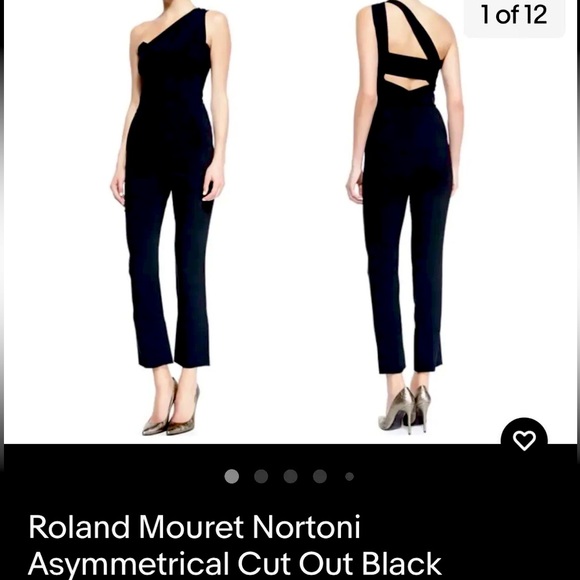 Roland Mouret Nortoni Black one shoulder jumpsuit US 4 UK 8 IT 40